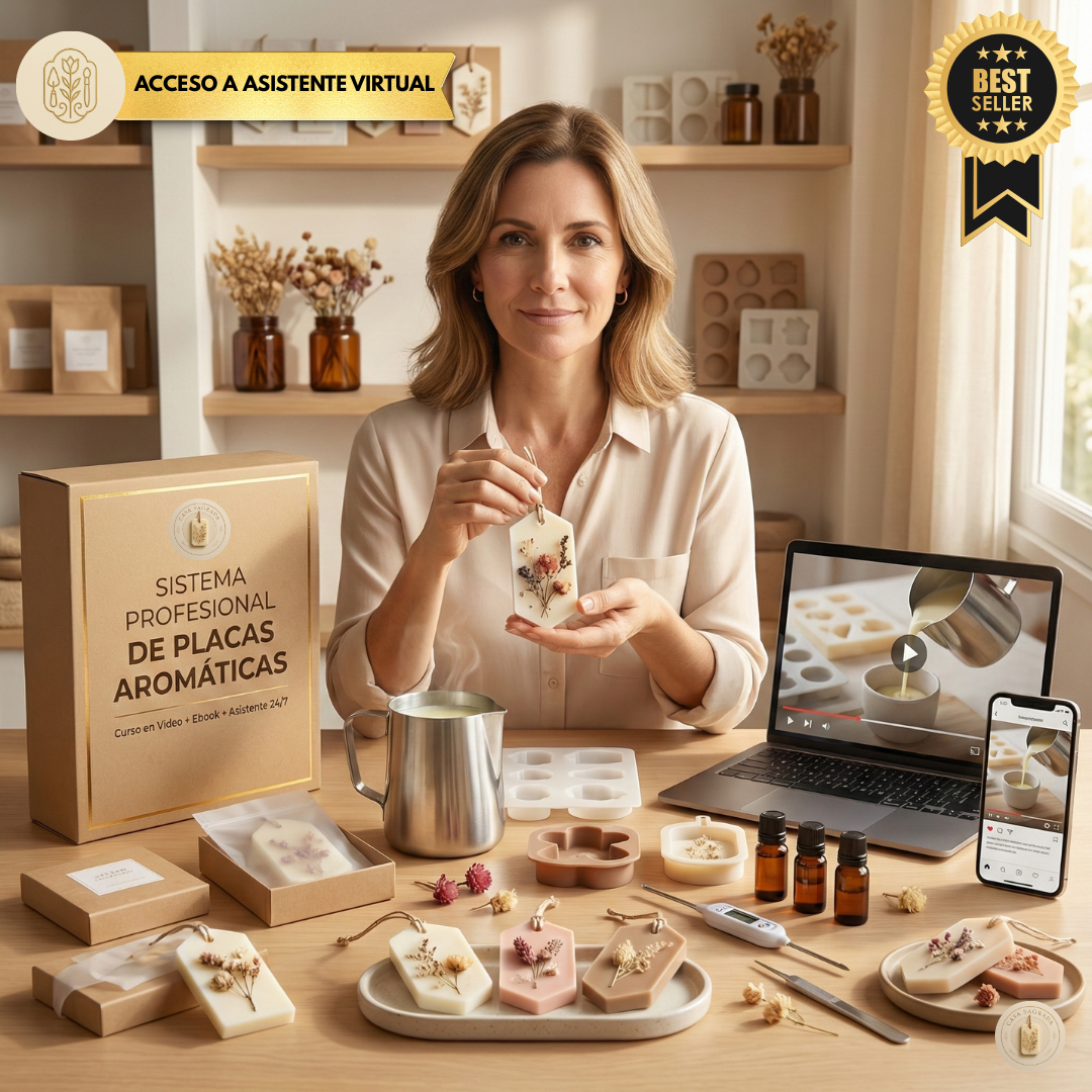 MEGA CURSO PLACAS AROMÁTICAS ARTESANALES + 5 BONUS EXCLUSIVOS + CURSO EN VIDEO WAX MELTS